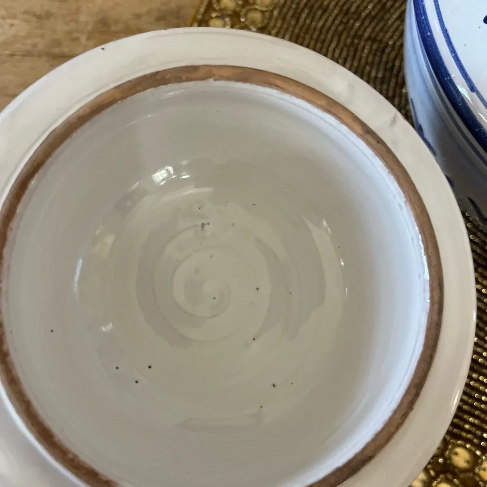 Italian Ceramic Blue White Jar with Lid